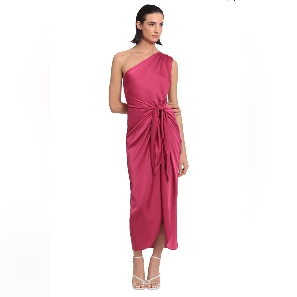 DONNA MORGAN Hot Pink Asymmetrical One Shoulder Cocktail Gown size 2